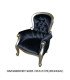 Black velvet and silver wood grandfather armchair rental