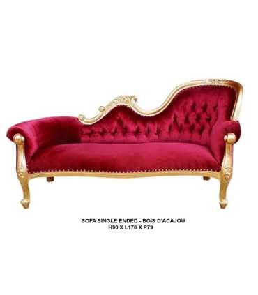 location meridienne dorée et velours rouge (single end)
