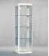 Showcase for rent in glass and white contour H 180 cm